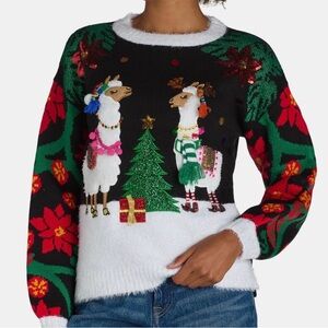 Holiday Time Llama Sweater with Festive Colors